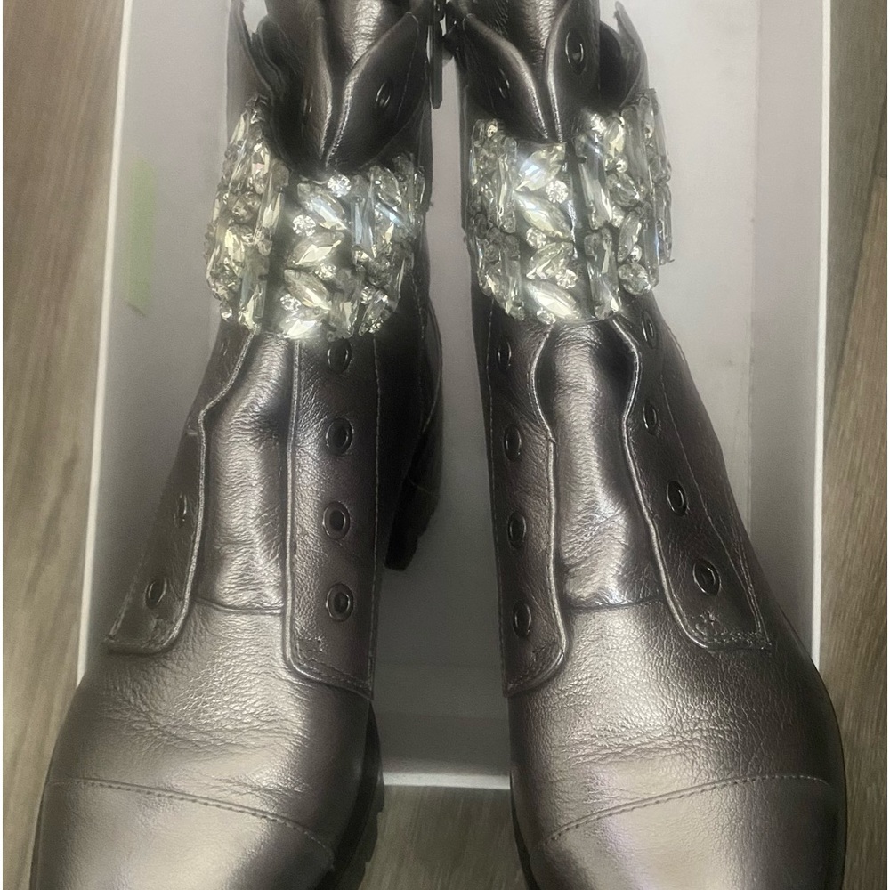 Karl Lagerfeld Silver Metallic Boots
